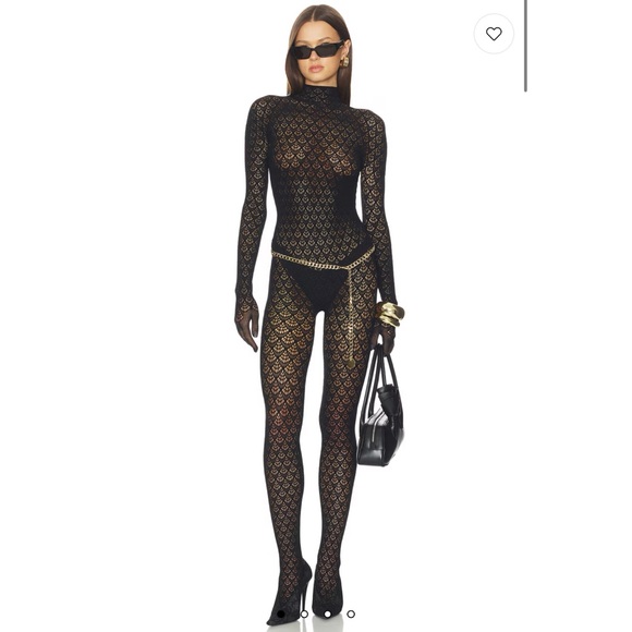 Wolford Pants - Wolford Black Sheer Lace-Pattern Jumpsuit